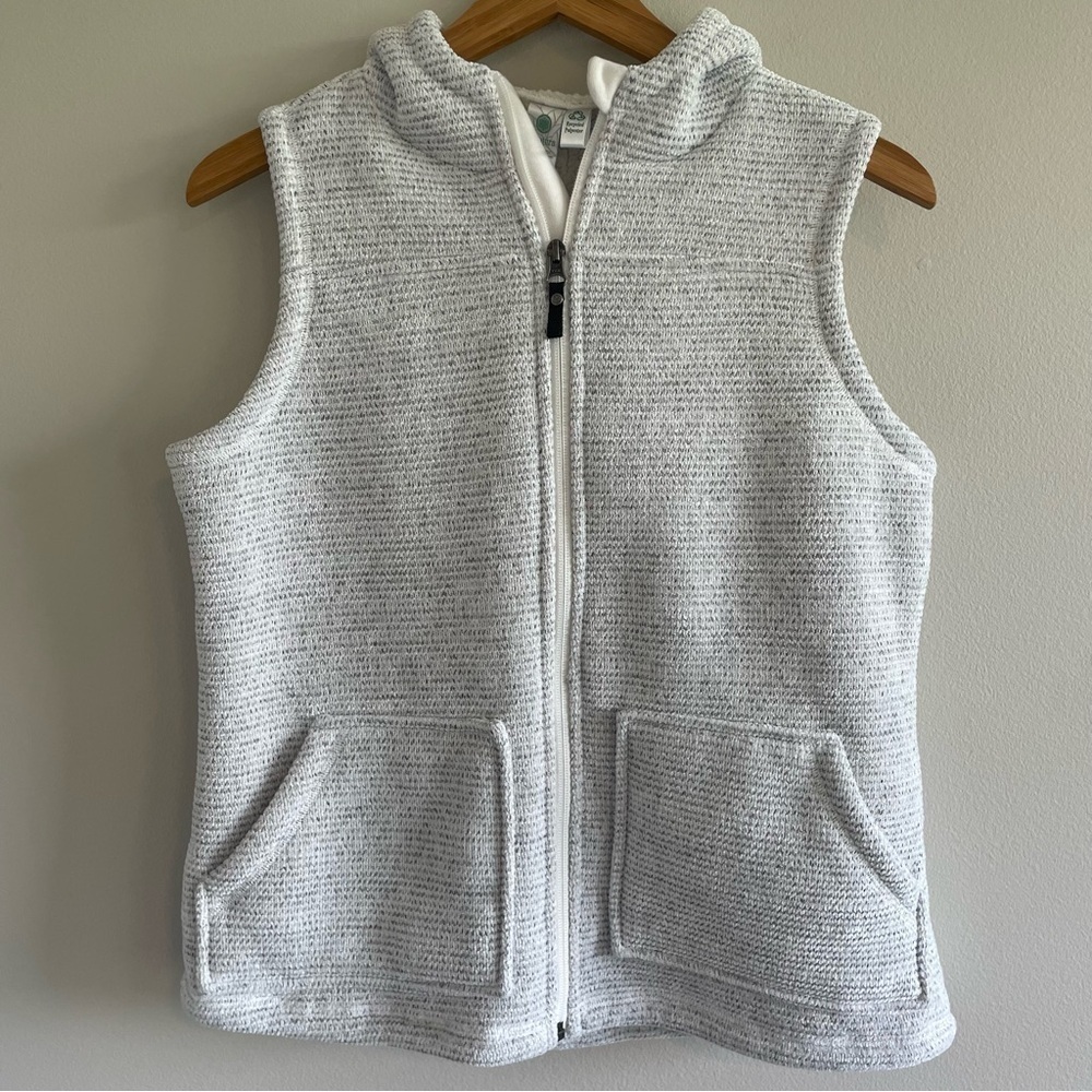 Aventura Women's Hooded Sherpa Lined Vest Gray/White Size Small